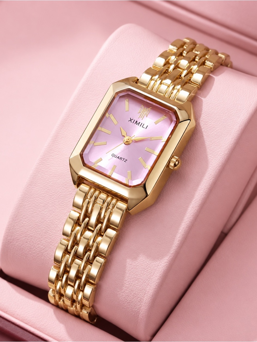 Women's Gold Watch with Pink Dial